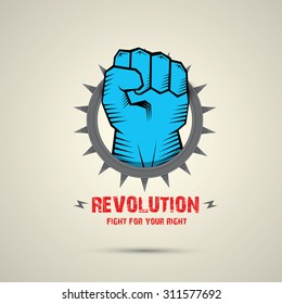 clenched fist. vector fist icon. revolution fist. freedom concept. collar with spikes