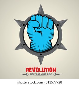 clenched fist. vector fist icon. revolution fist. freedom concept. collar with spikes