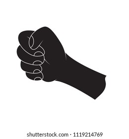 clenched fist,holding hand silhouette vector design isolated on white