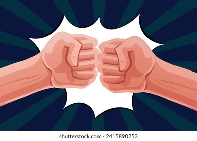 clenched fists bumping, fighting each other vector
