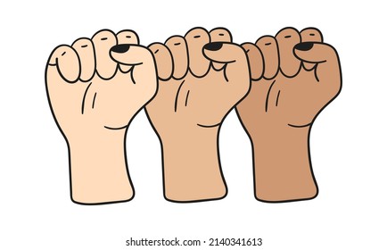 Clenched Fists Hands. Vector illustration