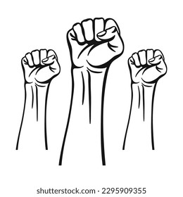 Clenched fists raised in protest vector image