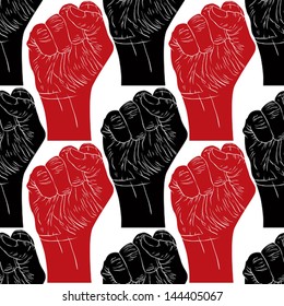 Clenched fists seamless pattern, vector background for wallpapers, textile or other designs.