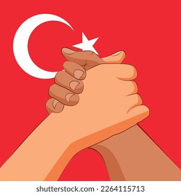 die Hand über die Truthahnflagge geknallt. Truthahnhilfekonzept. Vektorgrafik