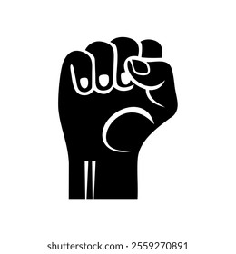 clenched hand silhouette, protesting hand illustration, strong fist design vector 