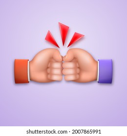 Clenched male fists. Fist fight.The concept of conflict, confrontation, struggle. 3D. Modern design elements. Vector illustration. 

