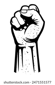 Clenched, raised fist linear vector illustration. Isolated on white background.