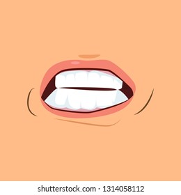 Clenched teeth vector illustration. Anger, fury, irritation. Facial expressions concept. Vector illustration can be used for topics like emotions, body language, psychology