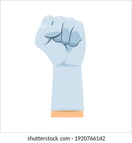 Clenching Fist with white glove. Isolated Vector Illustration