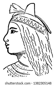 Cleopatra, 69 B.C.- 30 B.C., She Was The Queen Of Egypt, Vintage Line Drawing Or Engraving Illustration