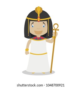 Cleopatra cartoon character. Vector Illustration. Kids History Collection.