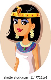 Cleopatra Egyptian Queen Vector Illustration. Halloween  woman wearing an  Egyptian queen costume
