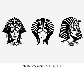 Cleopatra hand drawn logo design illustration