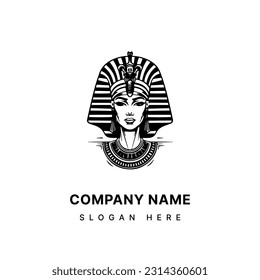 Ilustración del diseño del logotipo dibujado a mano Cleopatra