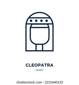 ícono de cleopatra de la colección del desierto. Limopatra lineal delgada, faraón, icono del contorno histórico aislado en fondo blanco. Signo de la línea vector cleopatra, símbolo para web y móvil