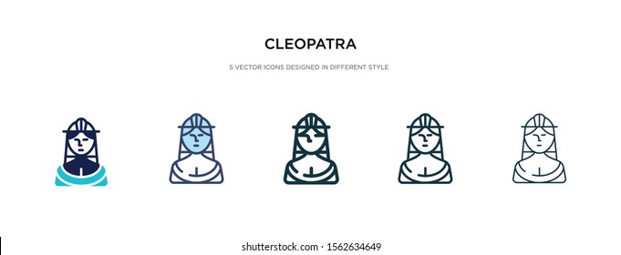 cleopatra icon in different style vector illustration. two colored and black cleopatra vector icons designed in filled, outline, line and stroke style can be used for web, mobile, ui