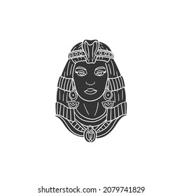 Cleopatra Icon Silhouette Illustration. Ancient Egypt Vector Graphic Pictogram Symbol Clip Art. Doodle Sketch Black Sign.