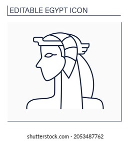 Icono de línea Cleopatra. Reina de Egipto. El último gobernante real en el antiguo Egipto. Concepto de mujer famosa. Egipto. Ilustración vectorial aislada. Trazo editable 