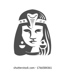 cleopatra logo black and white vector illustration