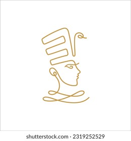 Cleopatra logo design in gold line art