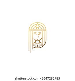 Logotipo Cleopatra com modelo de design de linha, estilo de linha, logotipos queen