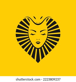 cleopatra logo with love concept