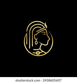 Cleopatra logo with simple line design, beauty icon, woman logos