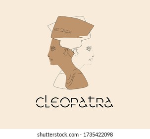 Cleopatra .Logotype for a beauty salon. Illustration. Woman light background.Egyptian design.