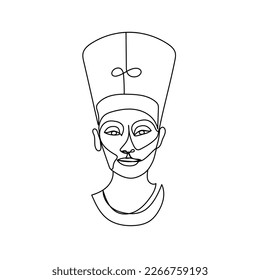 Cleopatra or Nefertiti one line art, continuous line