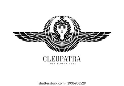 Icono del logo de la diosa reina Cleopatra pharaoh