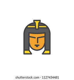 Cleopatra portrait filled outline icon, line vector sign, linear colorful pictogram isolated on white. Egyptian queen Nefertiti symbol, logo illustration. Pixel perfect vector graphics