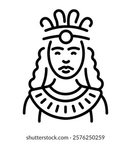 Cleopatra portrait icon in linear style 