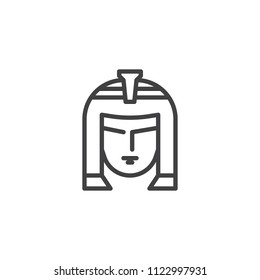 Cleopatra portrait outline icon. linear style sign for mobile concept and web design. Egyptian queen Nefertiti simple line vector icon. Symbol, logo illustration. Pixel perfect vector graphics