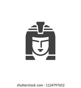 Cleopatra portrait vector icon. filled flat sign for mobile concept and web design. Egyptian queen Nefertiti simple solid icon. Symbol, logo illustration. Pixel perfect vector graphics