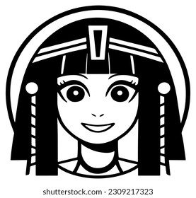 Cleopatra, la reina del antiguo Egipto, vector ícono, tierno dibujo.