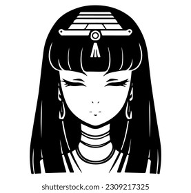 Cleopatra, la reina del antiguo Egipto, vector ícono, tierno dibujo.