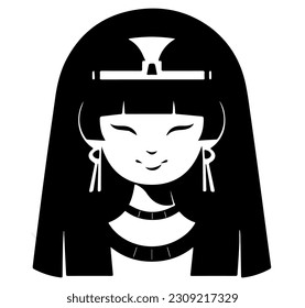 Cleopatra, la reina del antiguo Egipto, vector ícono, tierno dibujo.