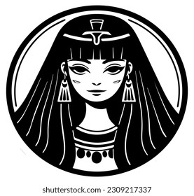 Cleopatra, la reina del antiguo Egipto, vector ícono, tierno dibujo.