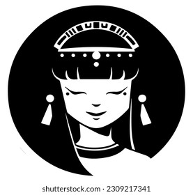 Cleopatra, la reina del antiguo Egipto, vector ícono, tierno dibujo.