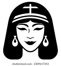 Cleopatra, la reina del antiguo Egipto, vector ícono, tierno dibujo.