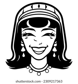 Cleopatra, la reina del antiguo Egipto, vector ícono, tierno dibujo.