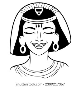 Cleopatra, la reina del antiguo Egipto, vector ícono, tierno dibujo.