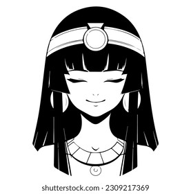 Cleopatra, la reina del antiguo Egipto, vector ícono, tierno dibujo.