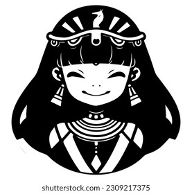 Cleopatra, la reina del antiguo Egipto, vector ícono, tierno dibujo.