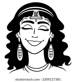 Cleopatra, la reina del antiguo Egipto, vector ícono, tierno dibujo.