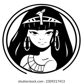 Cleopatra, la reina del antiguo Egipto, vector ícono, tierno dibujo.