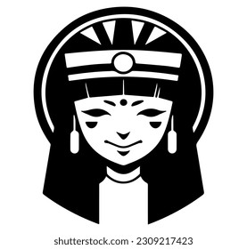 Cleopatra, la reina del antiguo Egipto, vector ícono, tierno dibujo.