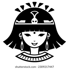 Cleopatra, la reina del antiguo Egipto, vector ícono, tierno dibujo.