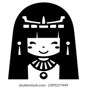 Cleopatra, la reina del antiguo Egipto, vector ícono, tierno dibujo.