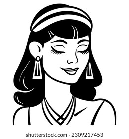 Cleopatra, la reina del antiguo Egipto, vector ícono, tierno dibujo.